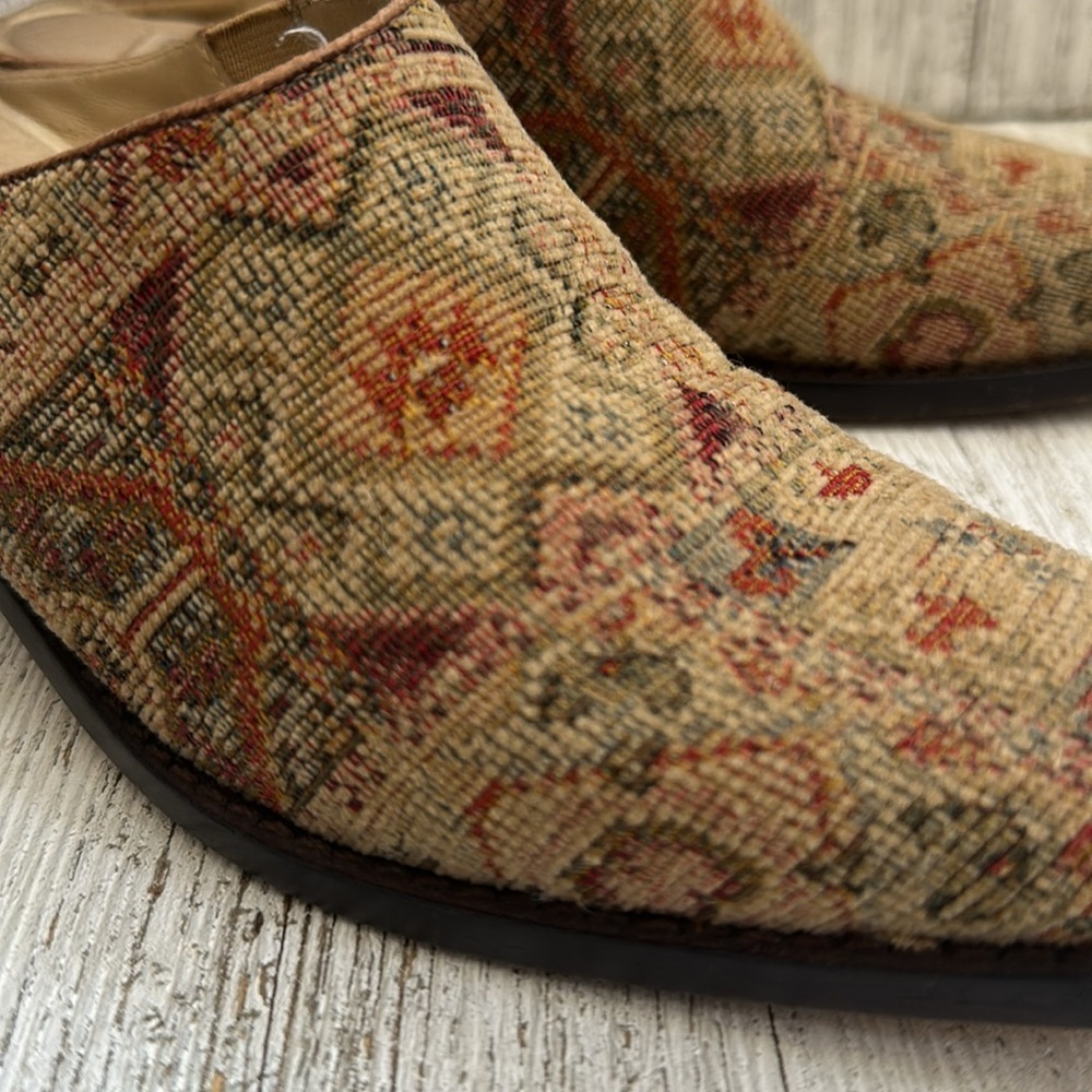 Matiesse Mules Slip On Heeled Shoes Woven
Tapestry Pointed Toes - Picture 8 of 8